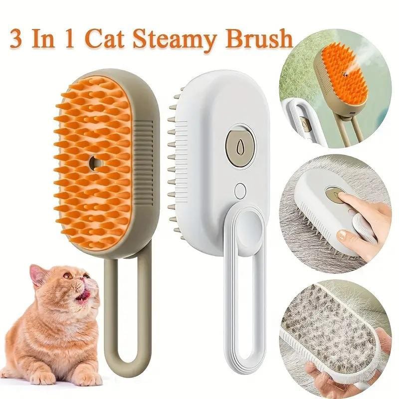 Cepillo 3 en 1 para Mascotas con Dispensador de Vapor 