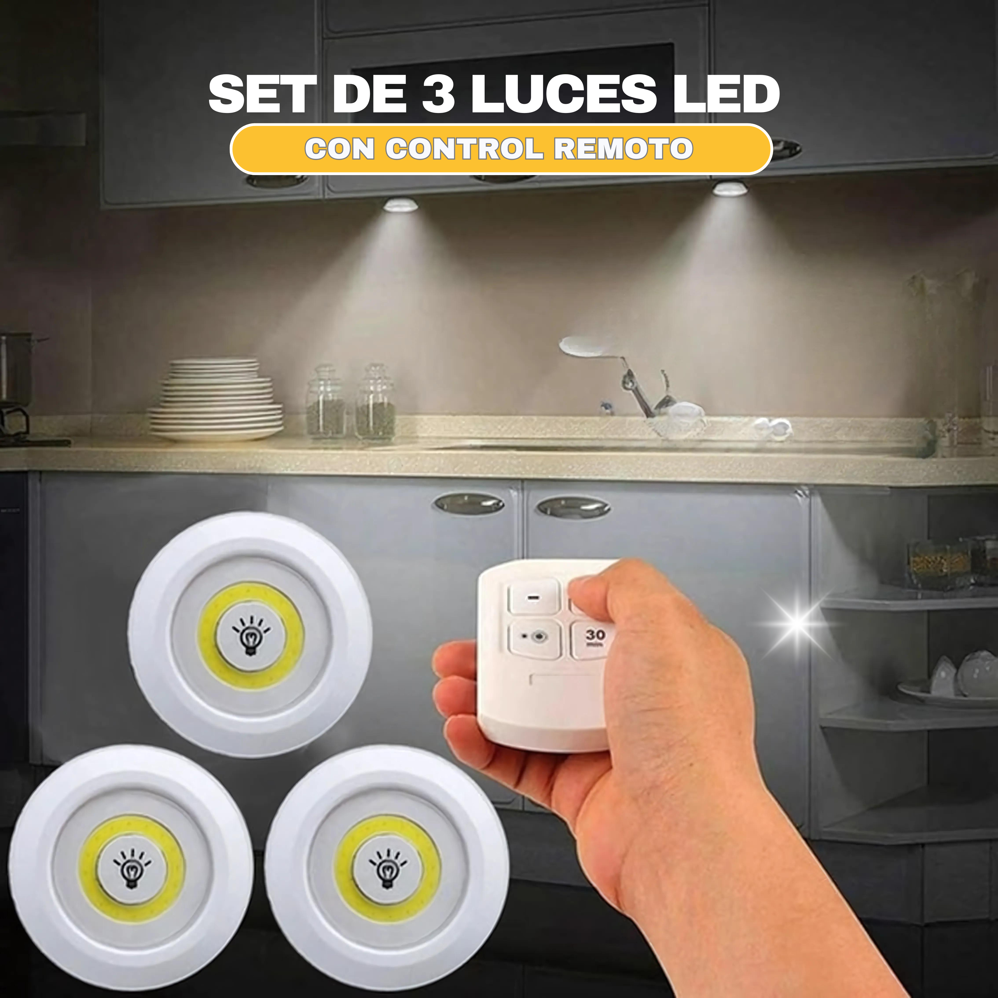 Set De 3 Luces Led 1 Control Remoto